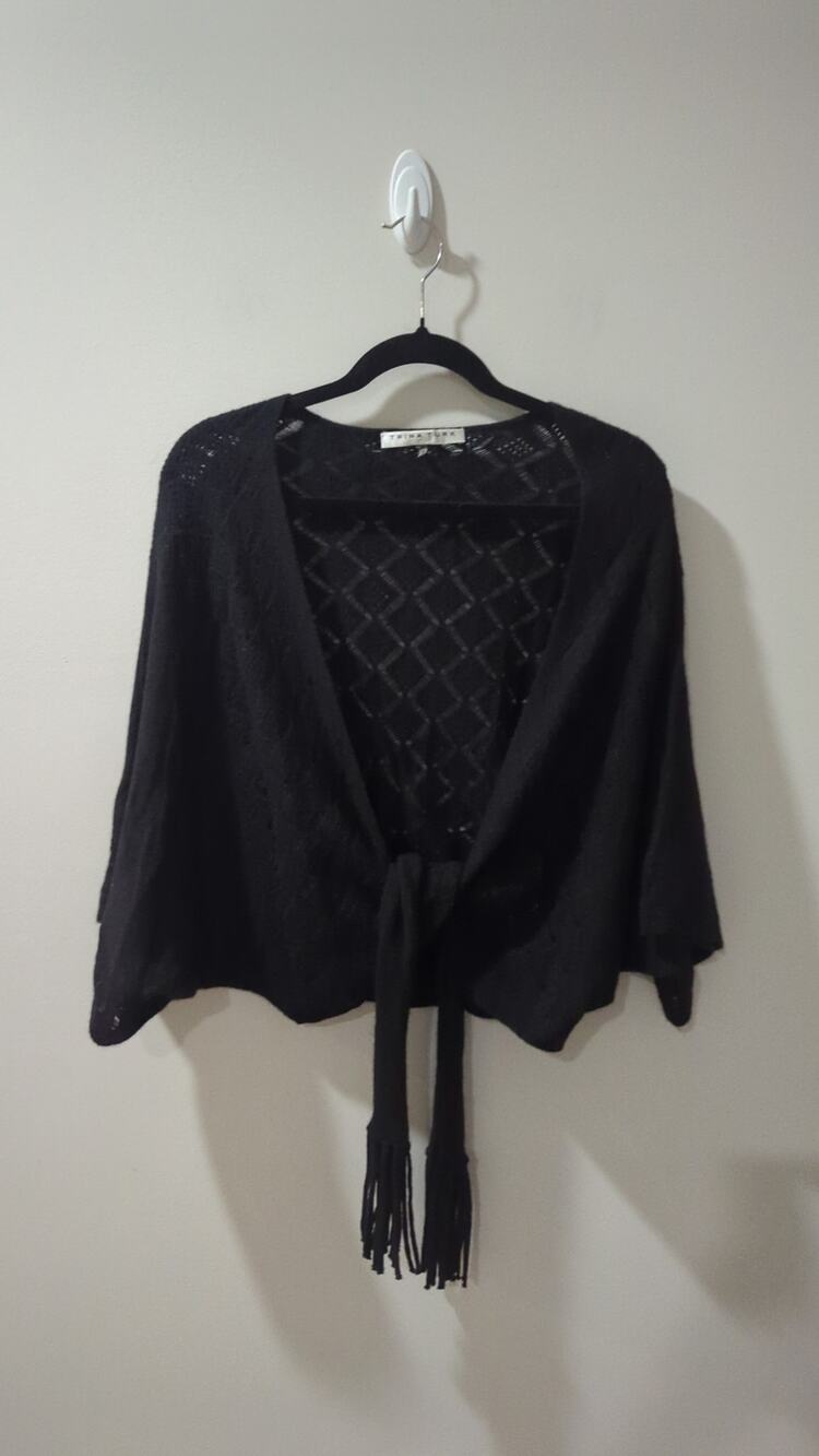 Trina Turk Black Cashmere Tie Front Sweater